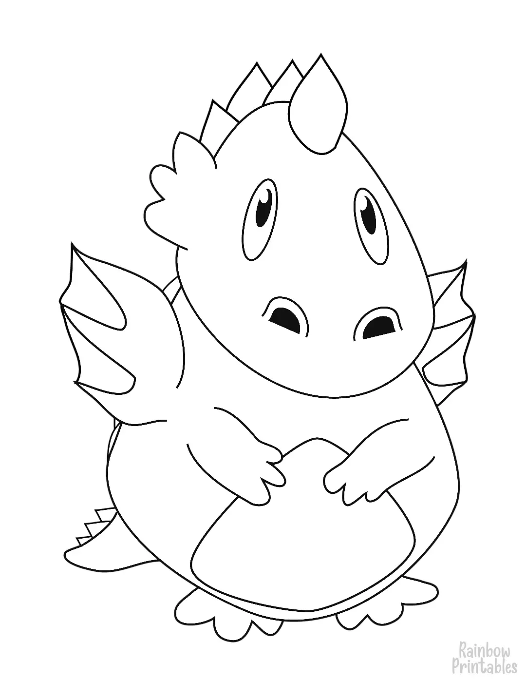 SIMPLE-EASY-line-drawings-CARTOON-DRAGON-coloring-page-for-kids