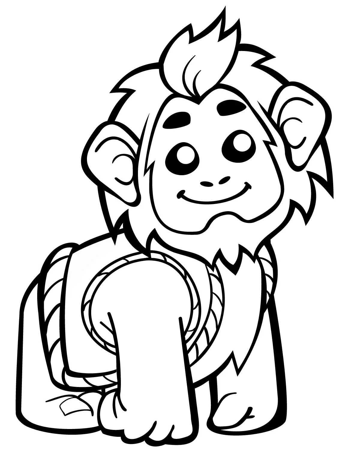 cute-monkey-ape-in-vest-coloring-page-for-small children