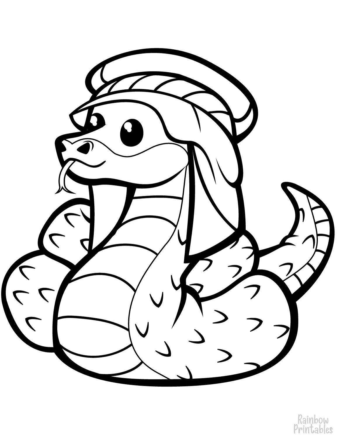 Desert-cute-snake-in-kufia-coloring-page-for-kids
