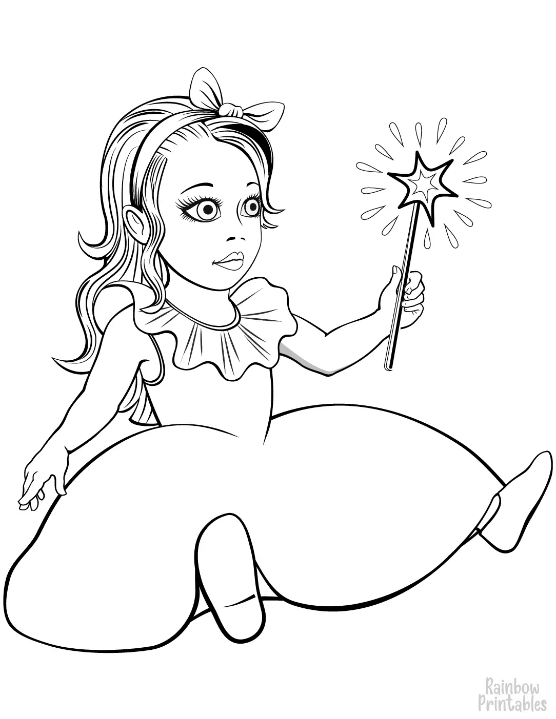 CUTE TOY DOLL MAGIC WAND Clipart Coloring Pages for Kids Adults Art Activities Line Art