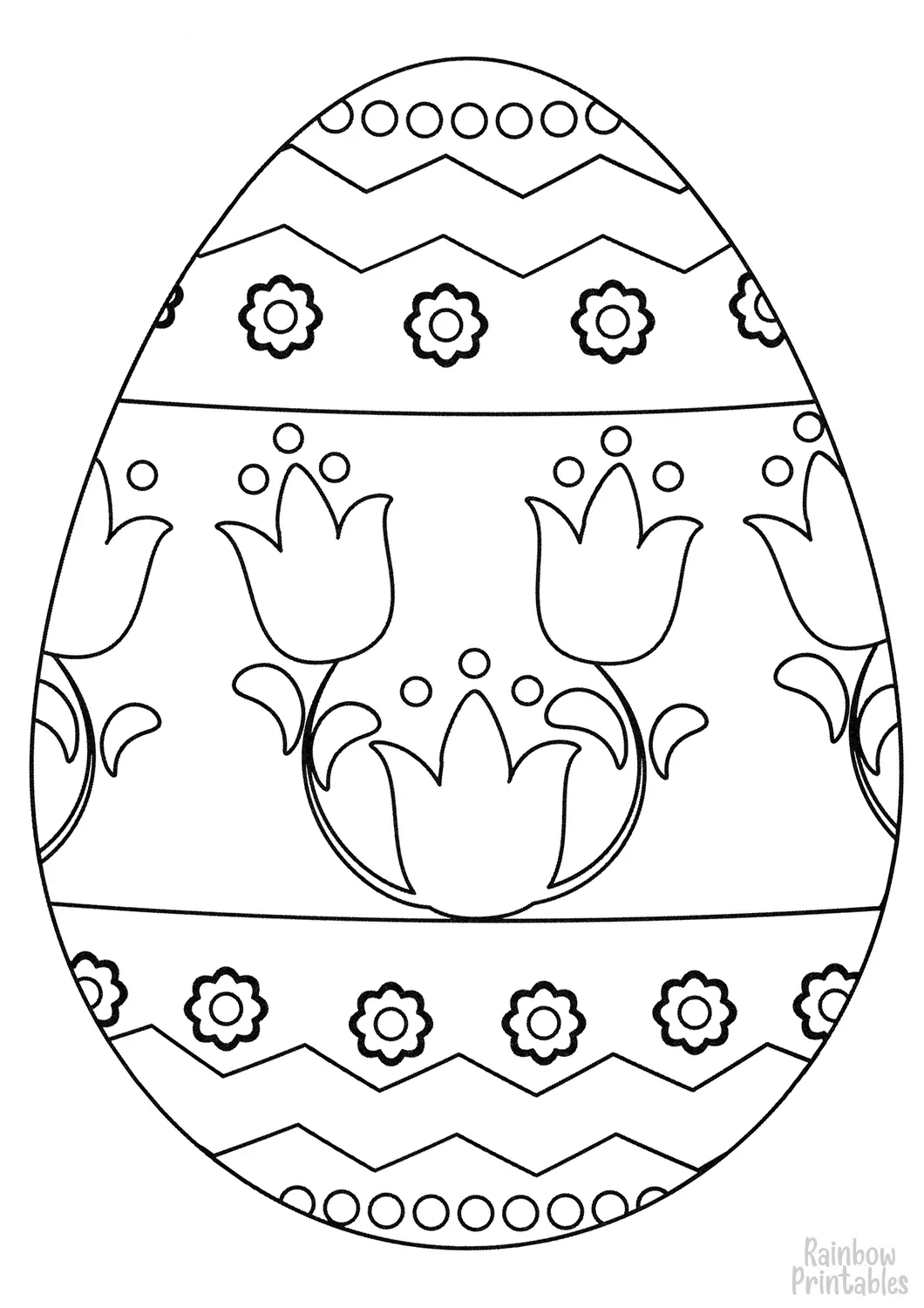 Line Drawing Cartoon Painting Assorted Easter Egg Coloring Page Activity for Kids