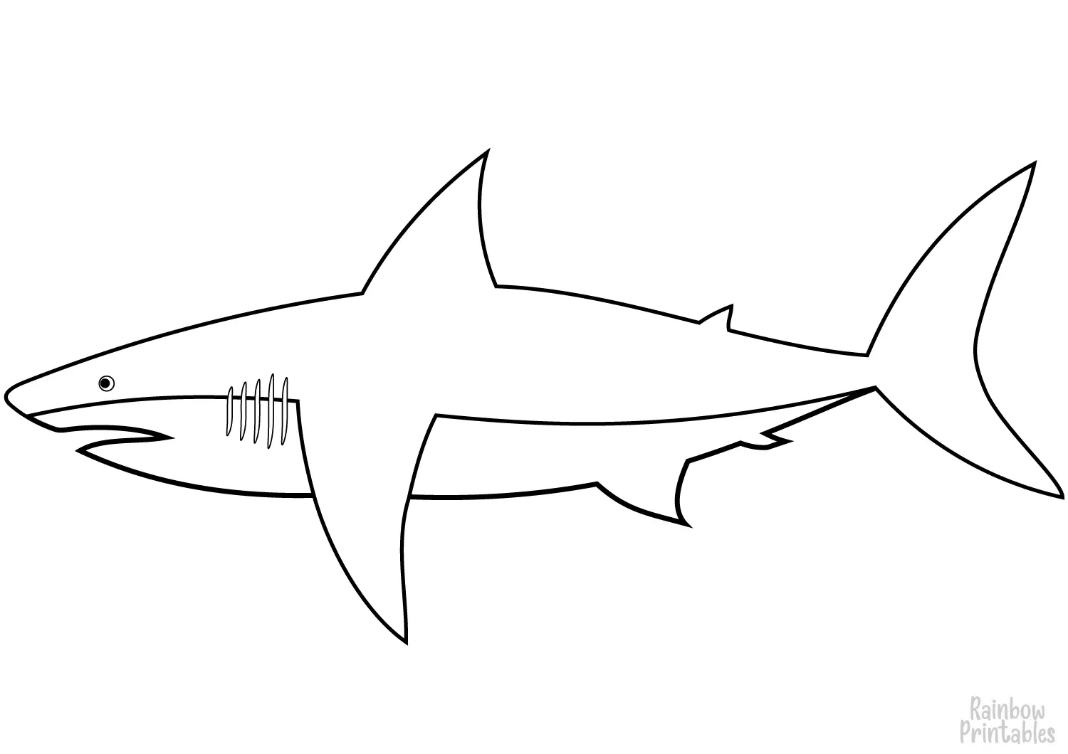 SIMPLE-EASY-line-drawings-FISH-SHARK-coloring-page-for-kids