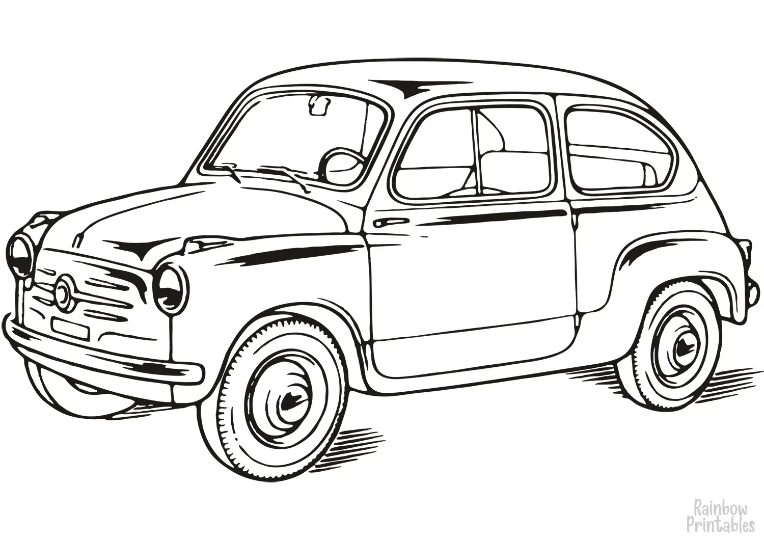 FIAT 600 Clipart Coloring Pages for Kids Adults Art Activities Line Art
