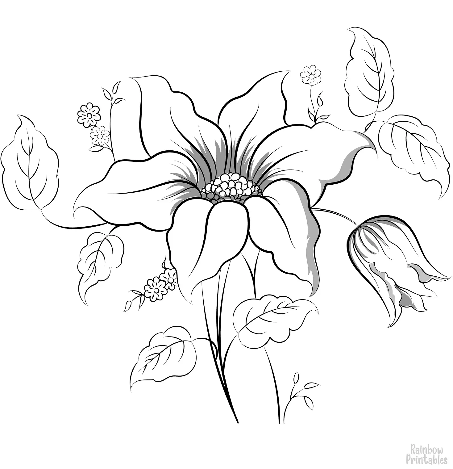 SIMPLE-EASY-line-drawings-FLOWER-coloring-page-for-kids Outline