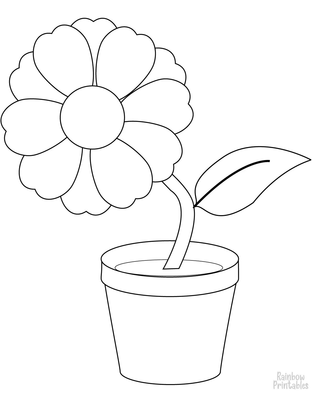 SIMPLE-EASY-line-drawings-FLOWER IN A POT-coloring-page-for-kids Outline