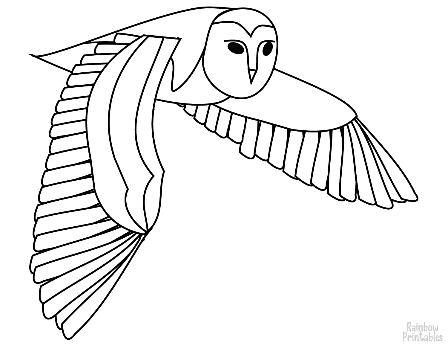 Simple EAsy flying-owl-coloring-page for kids