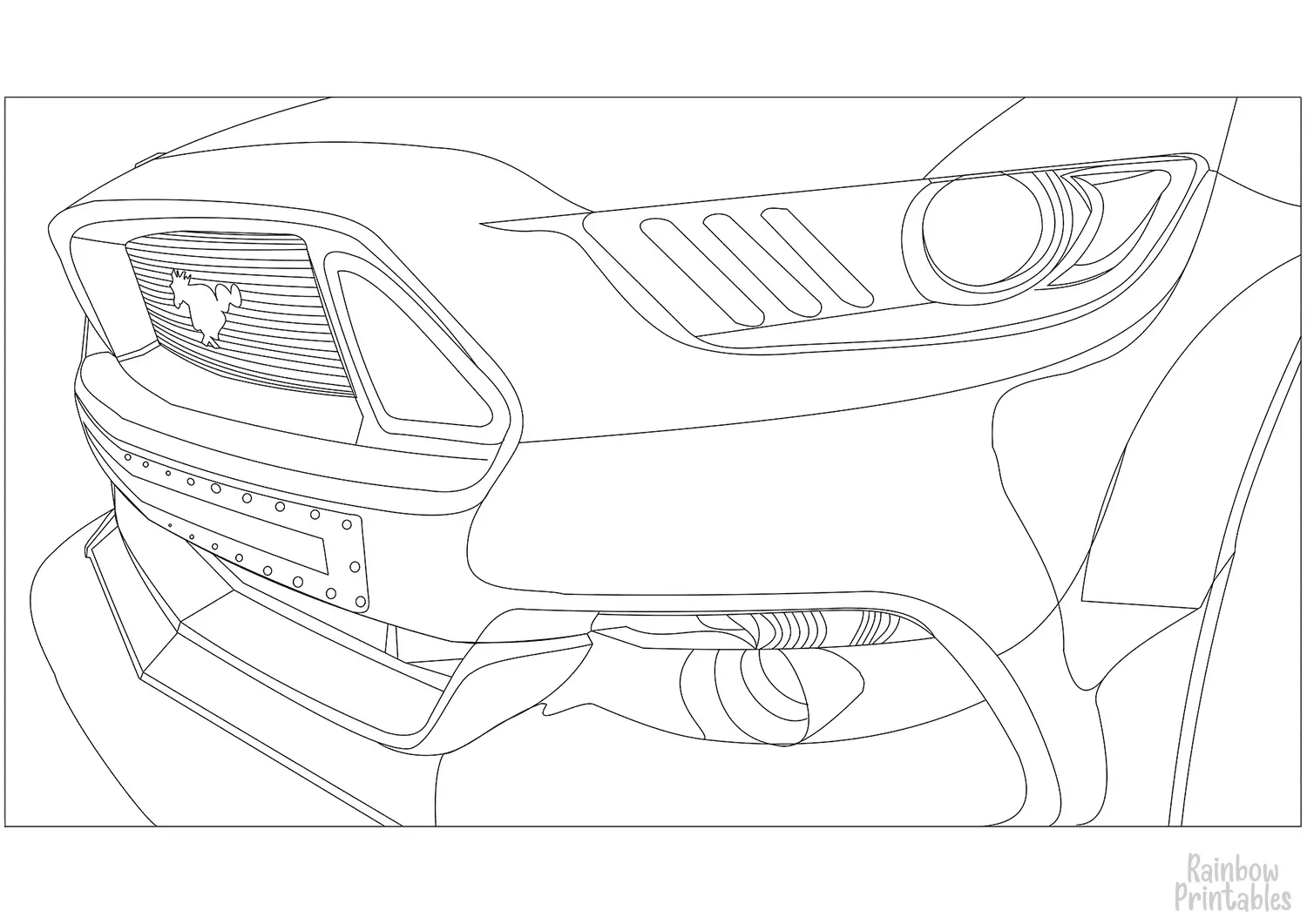 FORD MUSTANG Clipart Coloring Pages for Kids Adults Art Activities Line Art