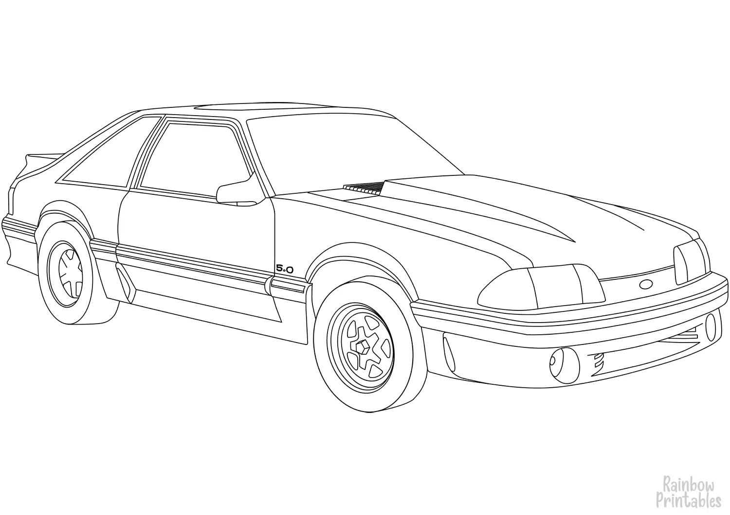 FORD MUSTANG Clipart Coloring Pages for Kids Adults Art Activities Line Art