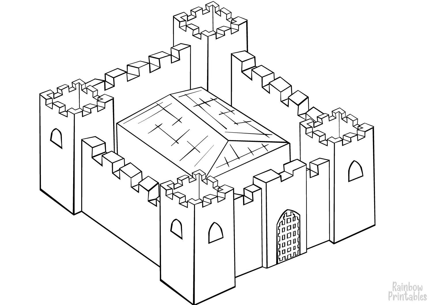 Coloring-Activity-Enchanted Castle Coloring Page for Kids