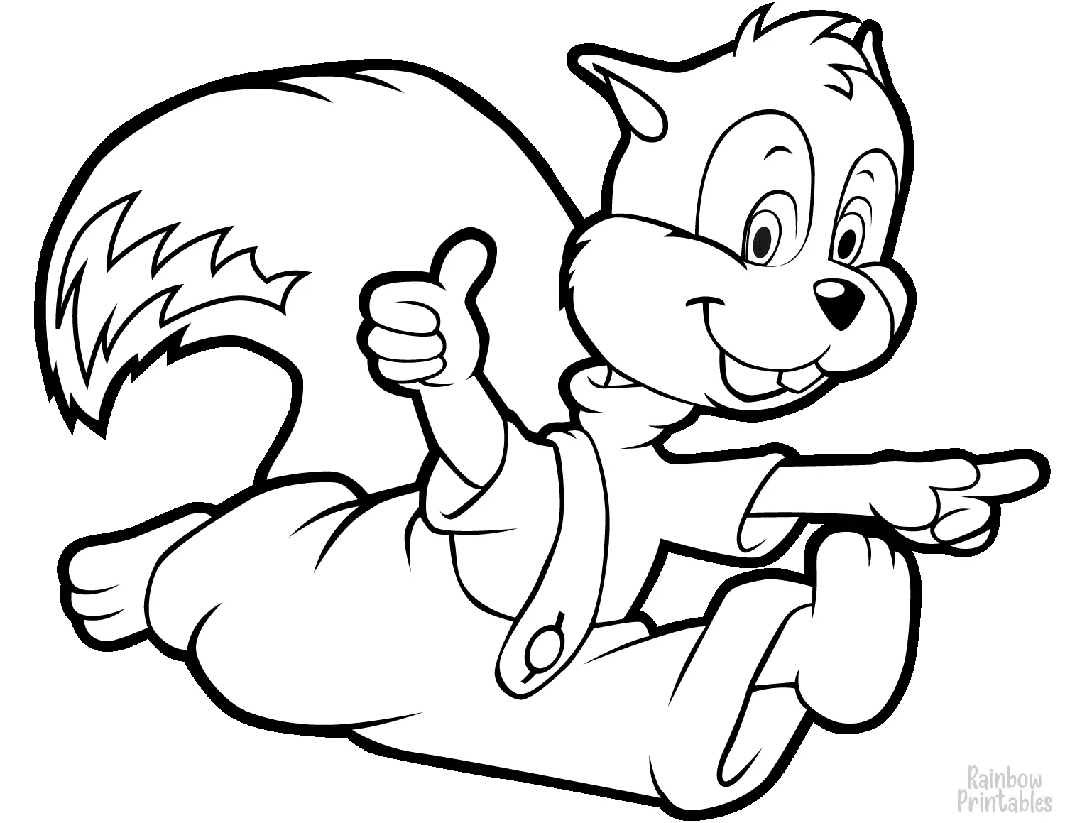 free-funny-cartoon-squirrel-coloring-page for kids