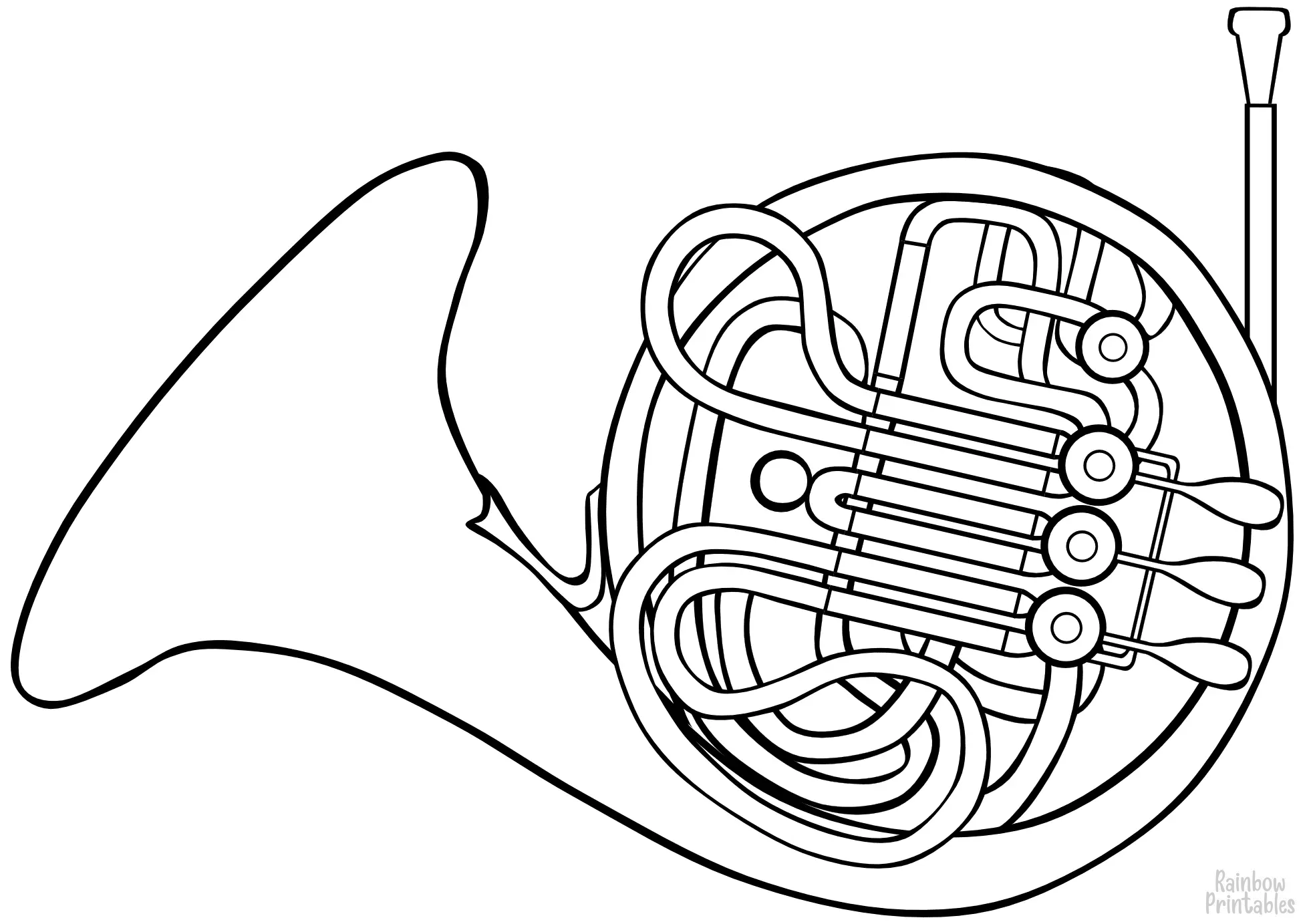 FRENCH HORN Free Clipart Coloring Pages for Kids Adults Art Activities Line Art