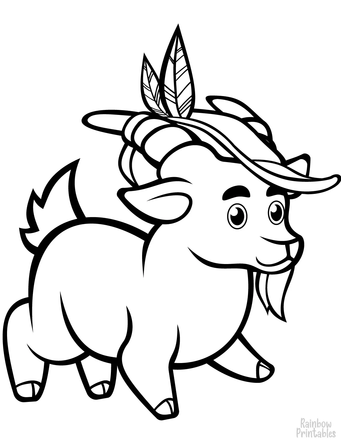 funny-goat-with-alpine-hat-coloring-page
