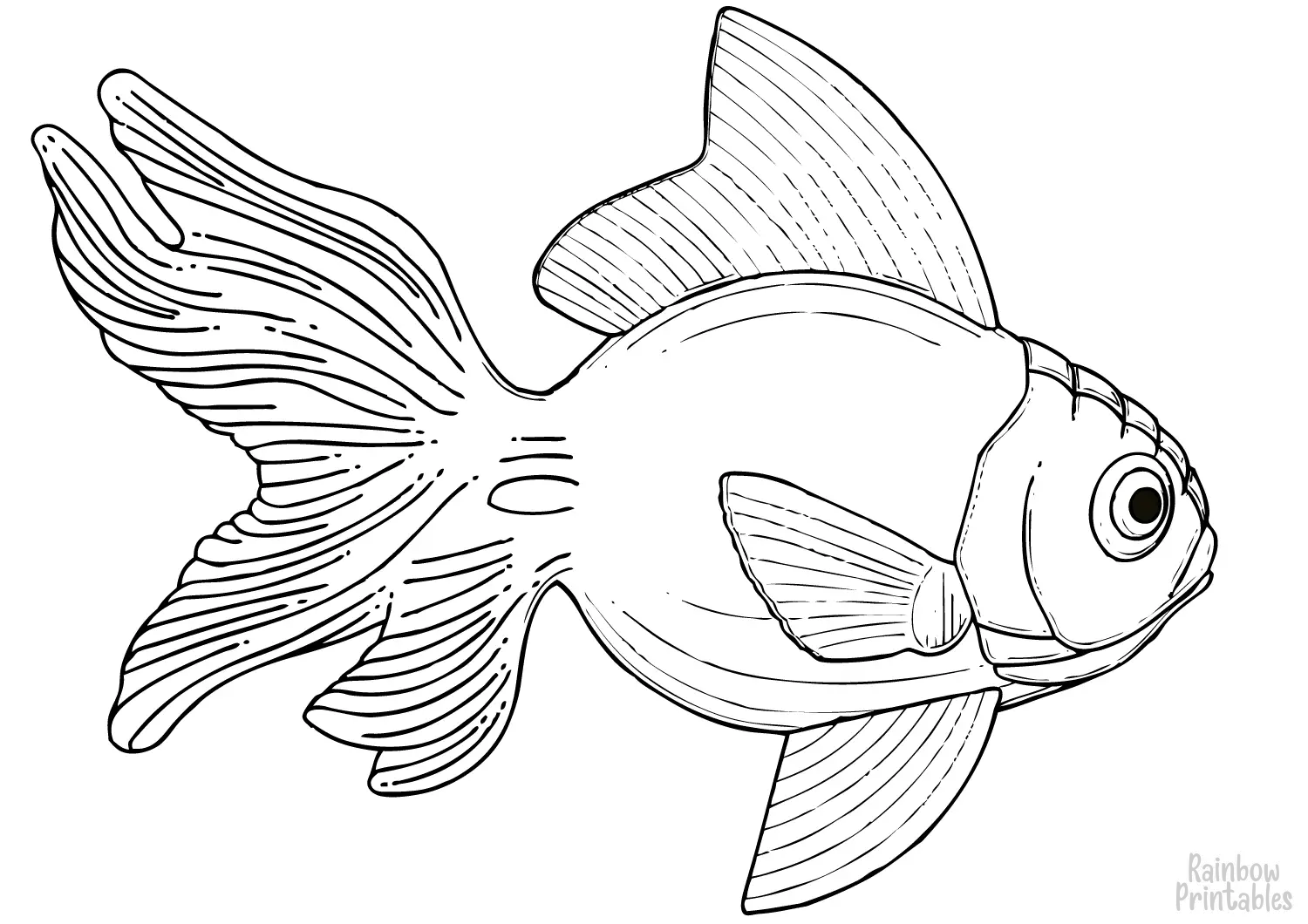 SIMPLE-EASY-line-drawings-GOLDFISH-coloring-page-for-kids