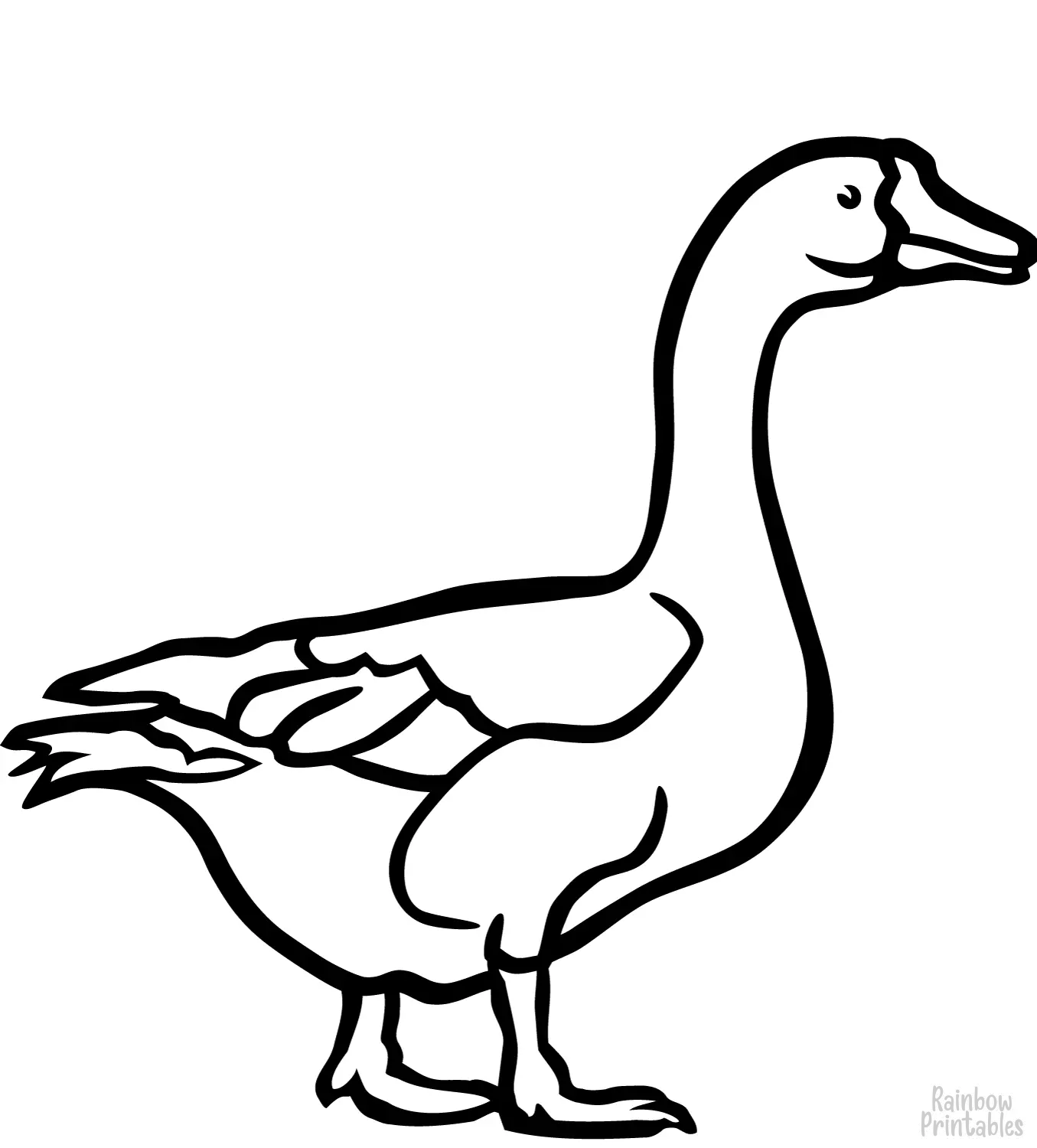 Simple Easy Goose Coloring Page for Kids