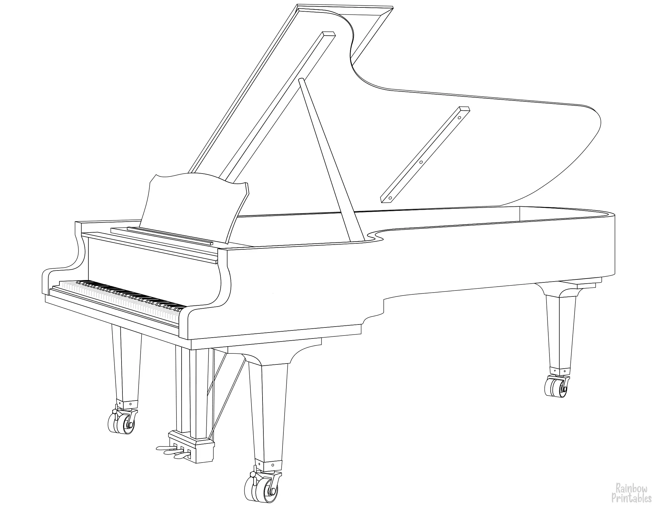 GRAND PIANO Free Clipart Coloring Pages for Kids Adults Art Activities Line Art