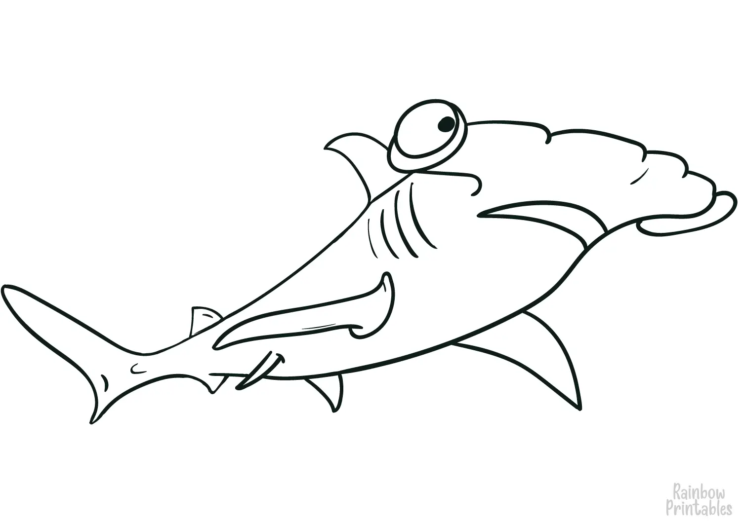 SIMPLE-EASY-line-drawings-HAMMERHEAD-SHARK-coloring-page-for-kids