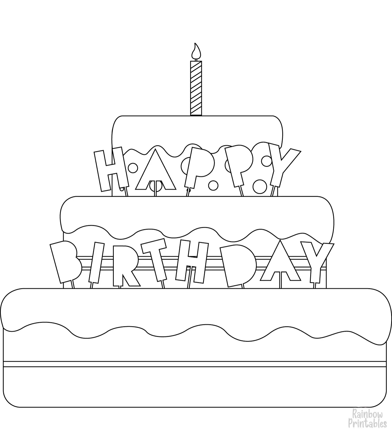 HAPPY BIRTHDAY CAKE FOOD Dessert Clipart Coloring Pages Line Art Drawings for Kids-01