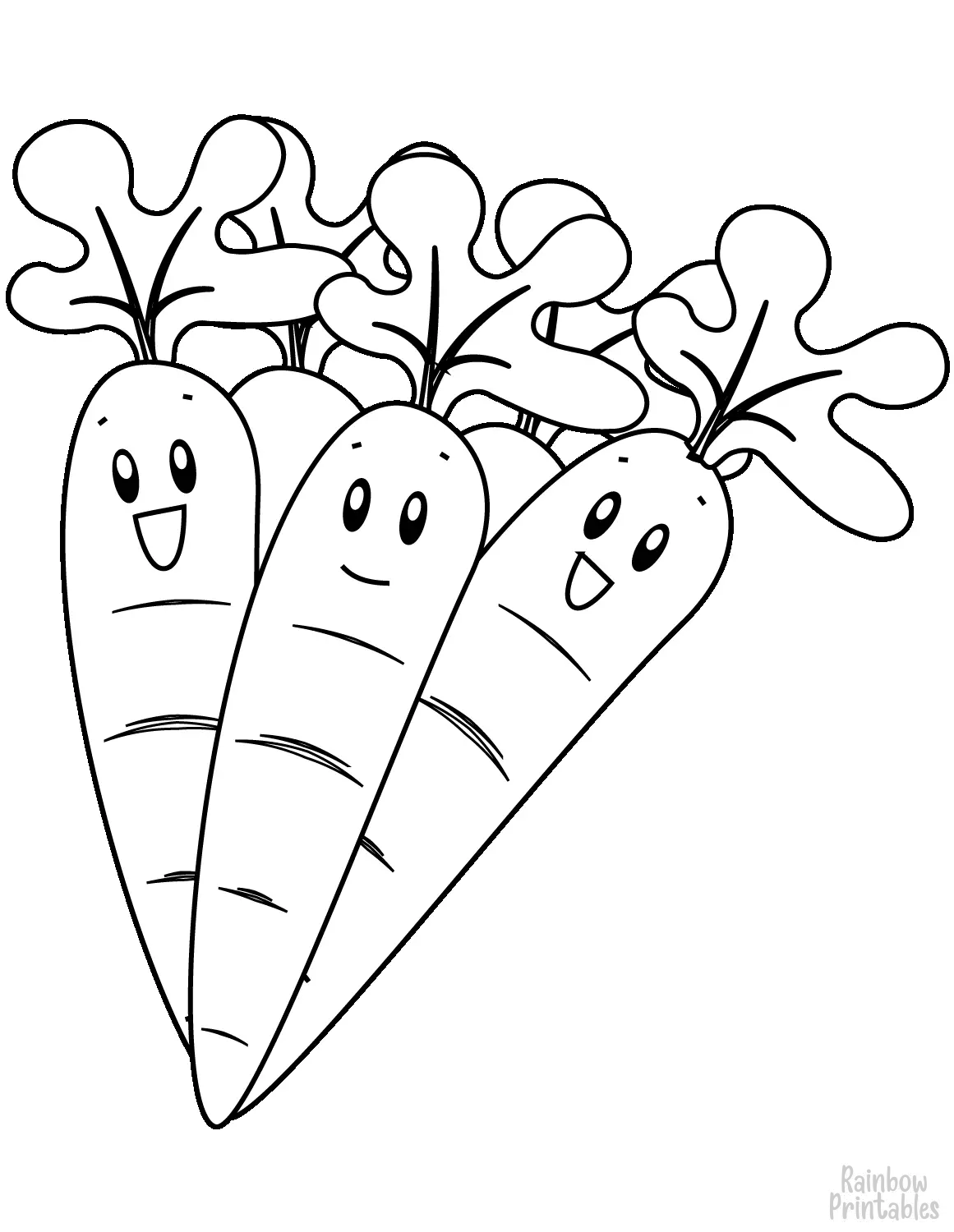 HAPPY BUNCH OF CARROTs Dessert Clipart Coloring Pages Line Art Drawings for Kids-01