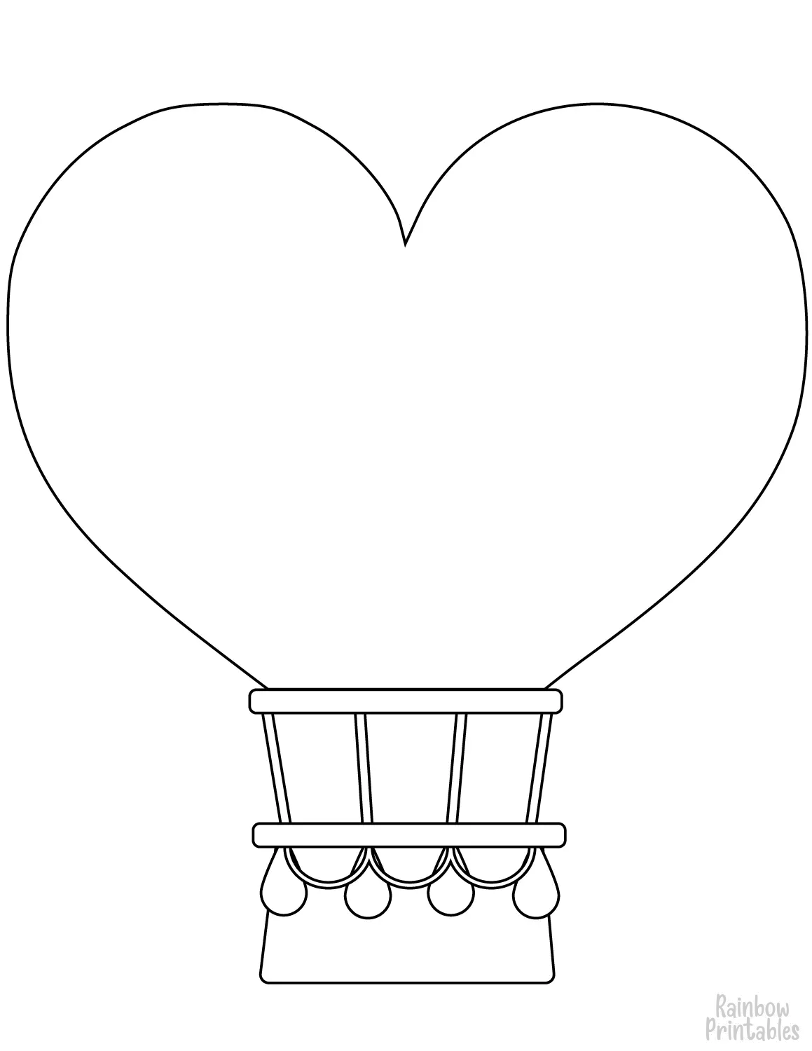 Valentine DAY HOT AIR BALLOON HEART SHAPE Clipart Coloring Pages for Kids Adults Art Activities Line Art-15