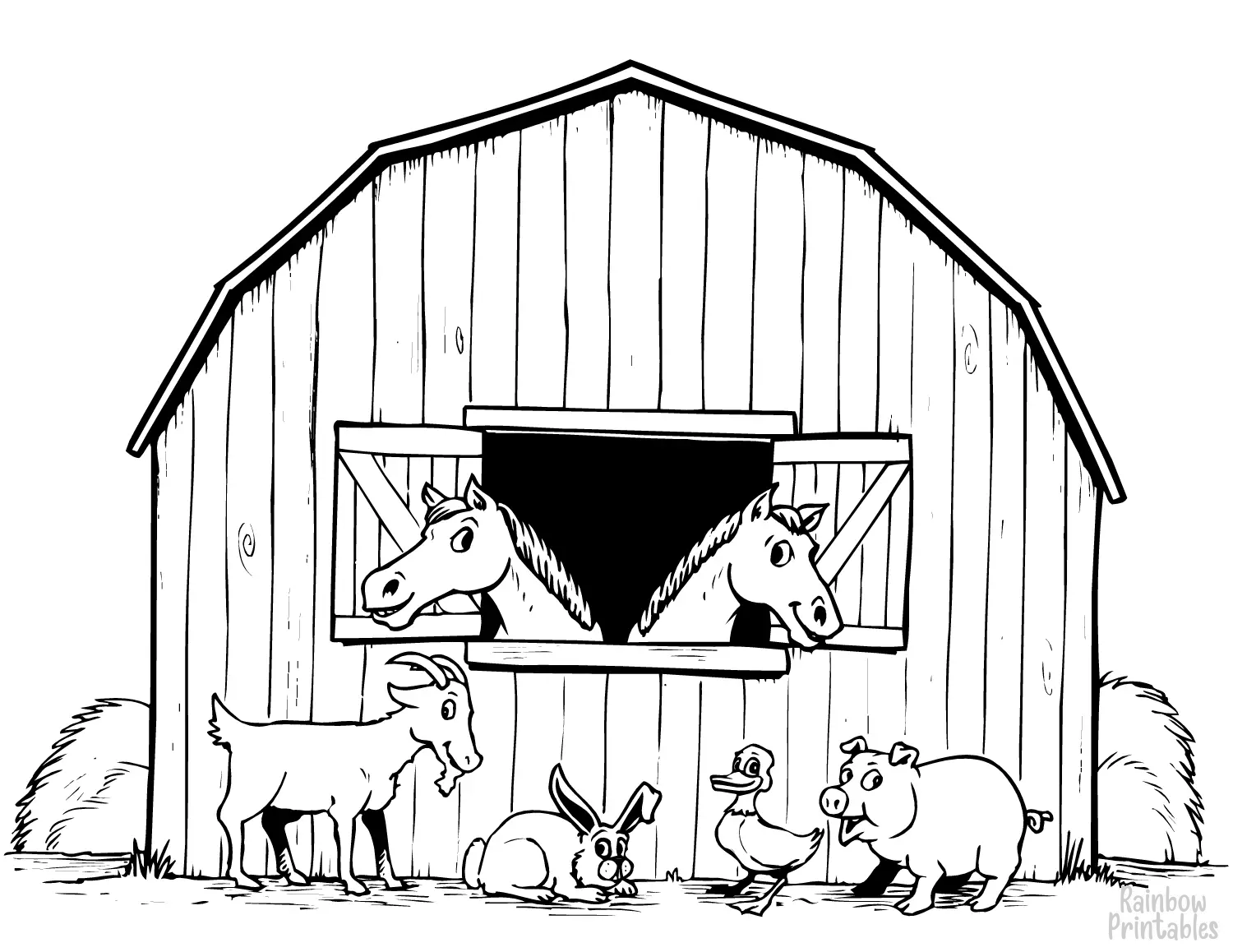 horse goat and pigs-barnyard-animals-coloring-page-for-kids