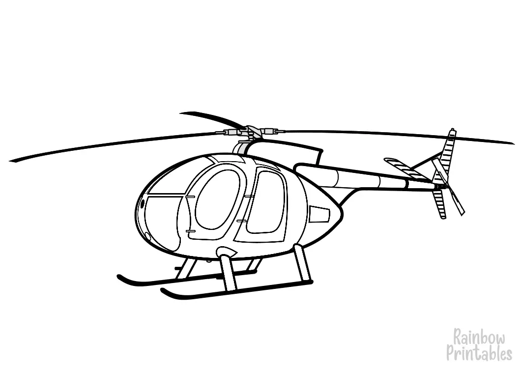 hughes-500-helicopter-AIRPLANE Clipart Coloring Pages for Kids Adults Art Activities Line Art