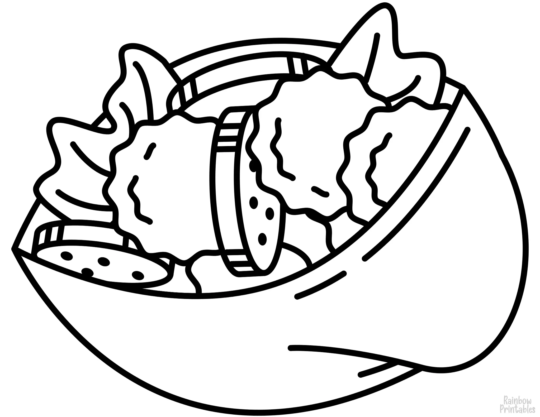 FAST FOOD ISRAELI FALAFEL Clipart Coloring Pages Line Art Drawings for Kids-01