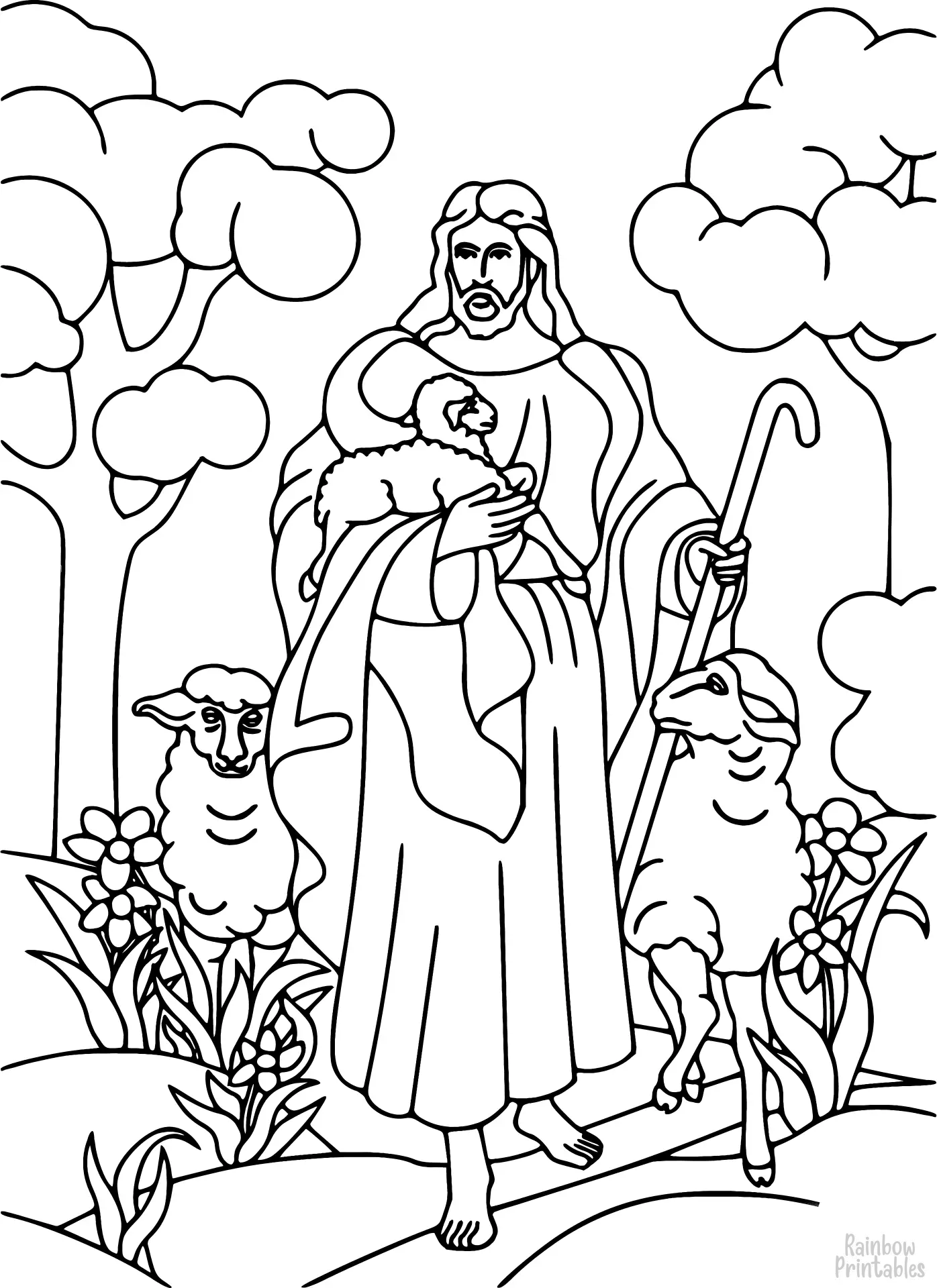Line-Drawing-religious-christian-classic-jesus-holding-lamb-coloring-page-for-children