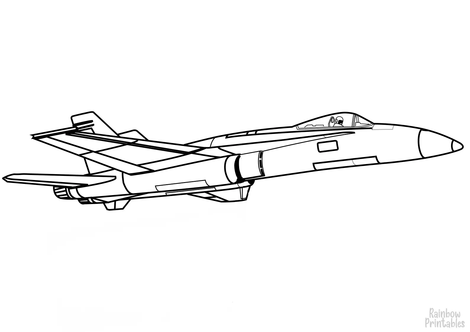 jet-fighter-AIRPLANE Clipart Coloring Pages for Kids Adults Art Activities Line Art