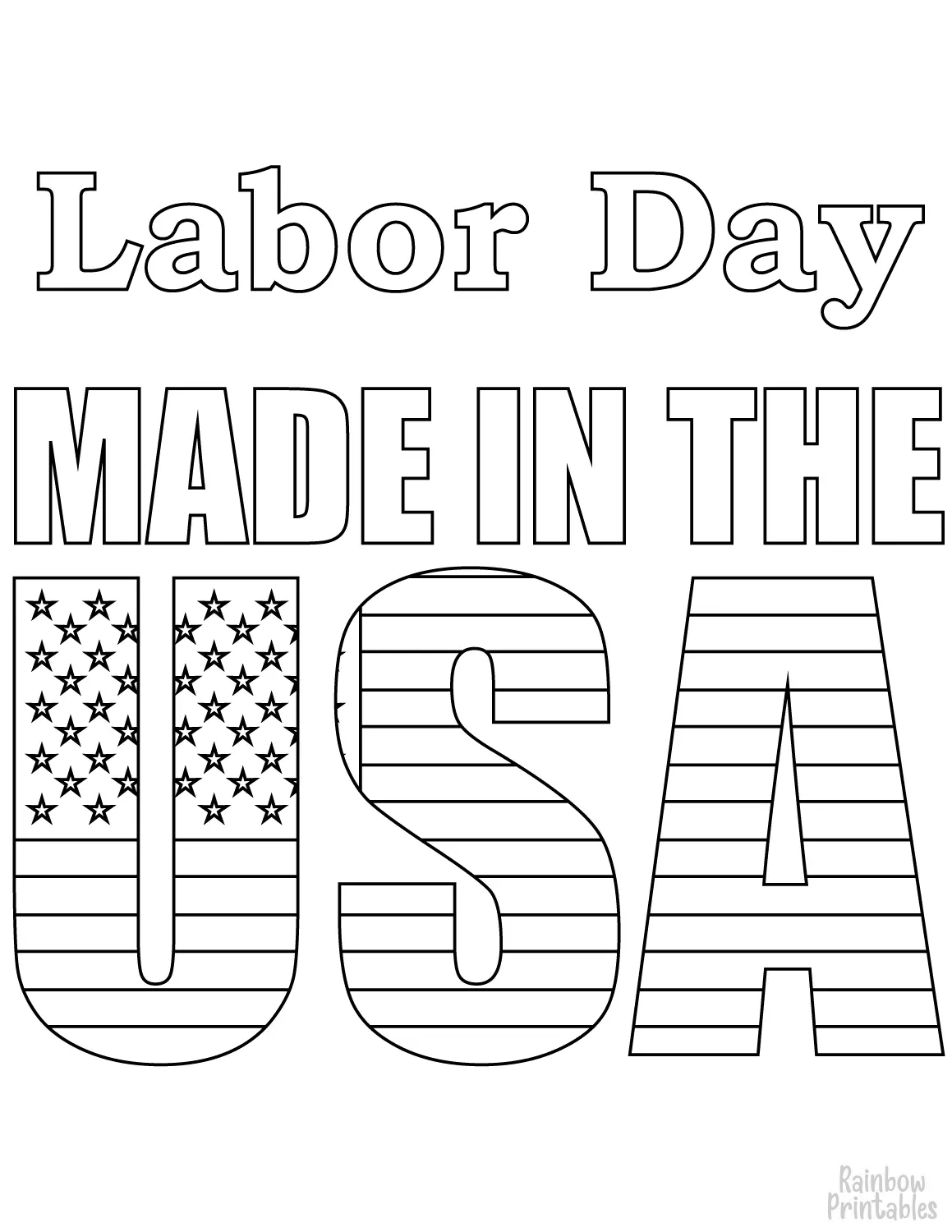 LABOR DAY Made in The USA Free Clipart INDEPENDENCE Public Domain Coloring Pages Line Art Drawings for Kids-