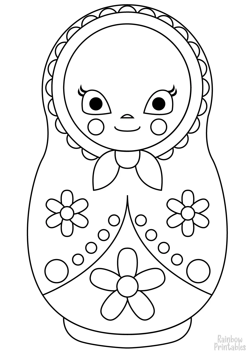 RUSSIAN NESTING DOLL matryoshka TOY Clipart Coloring Pages for Kids Adults Art Activities Line Art
