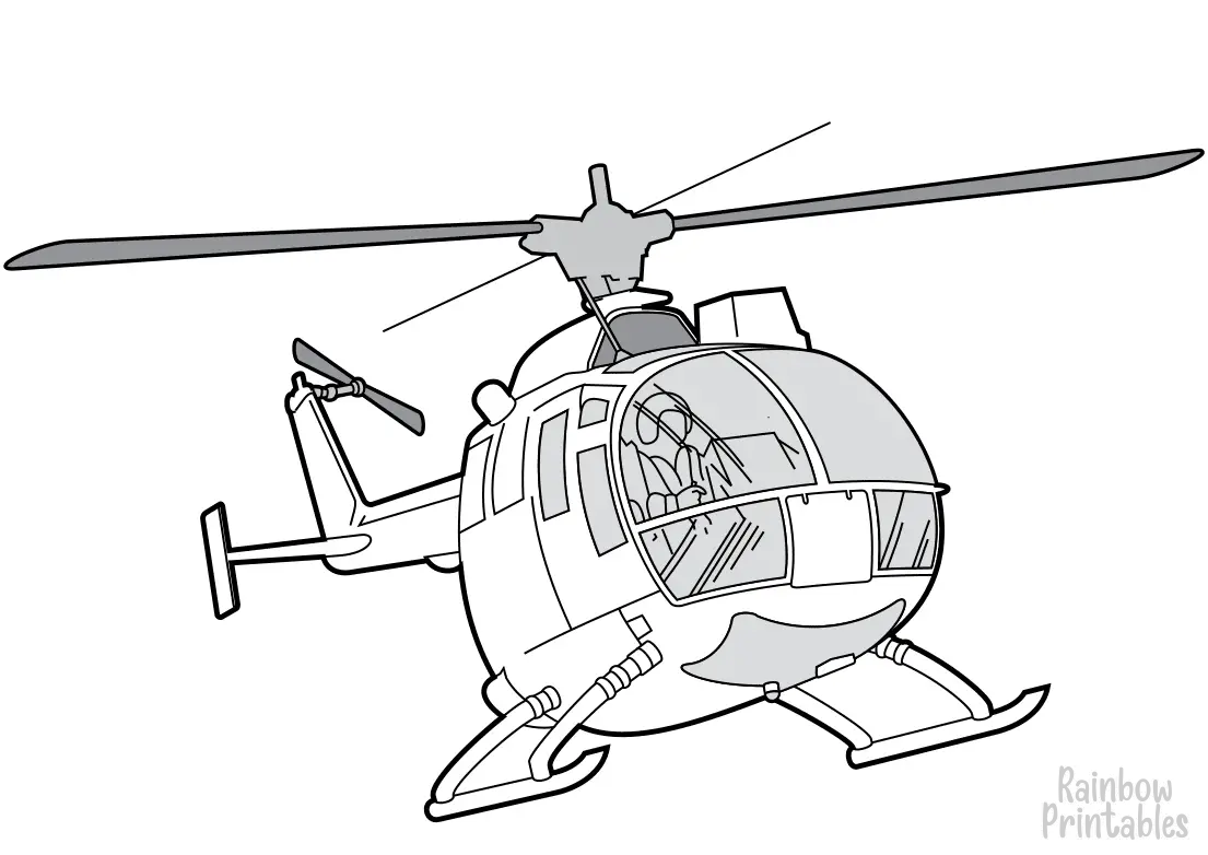 HELICOPTER-mbbo-bo-105-AIRPLANE Clipart Coloring Pages for Kids Adults Art Activities Line Art