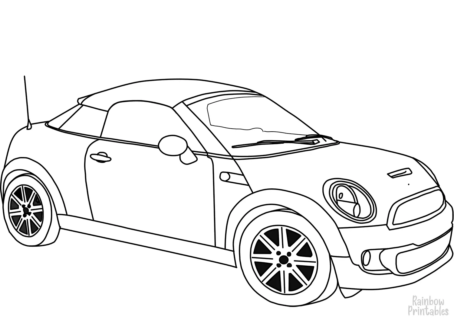 MINI COOPER COUPE Clipart Coloring Pages for Kids Adults Art Activities Line Art