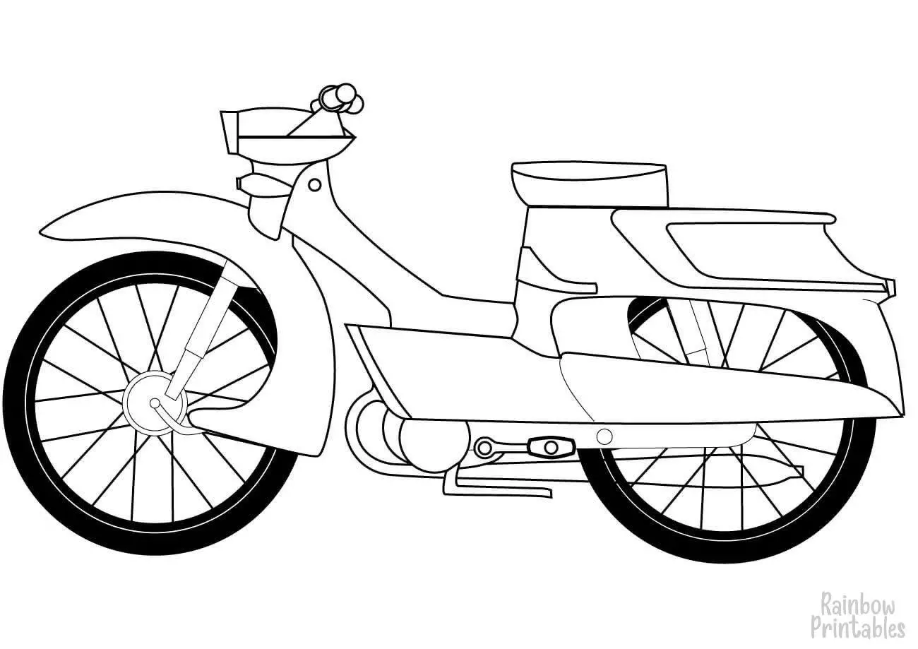MOPED Clipart Coloring Pages for Kids Adults Art Activities Line Art