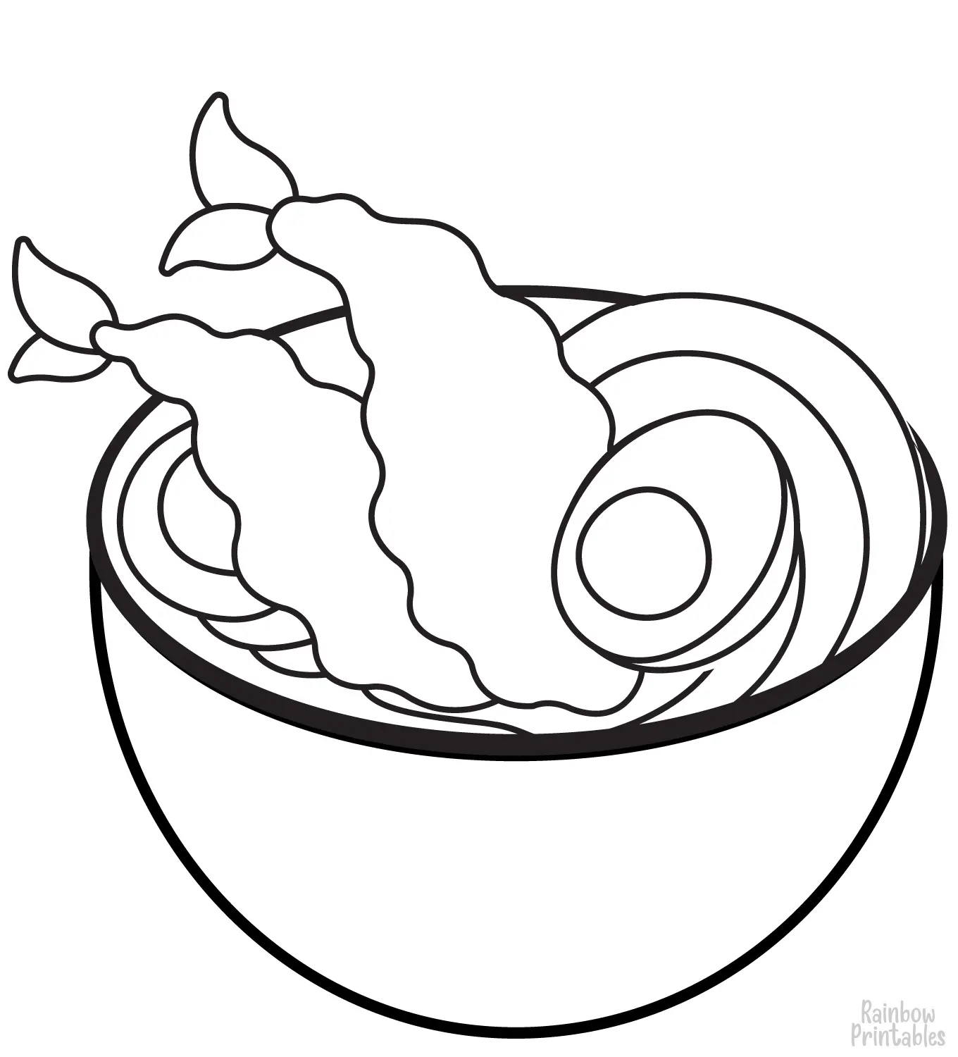 JAPANESE FOOD UDON NOODLE SOUP TEMPURA BOWL Clipart Coloring Pages Line Art Drawings for Kids-01