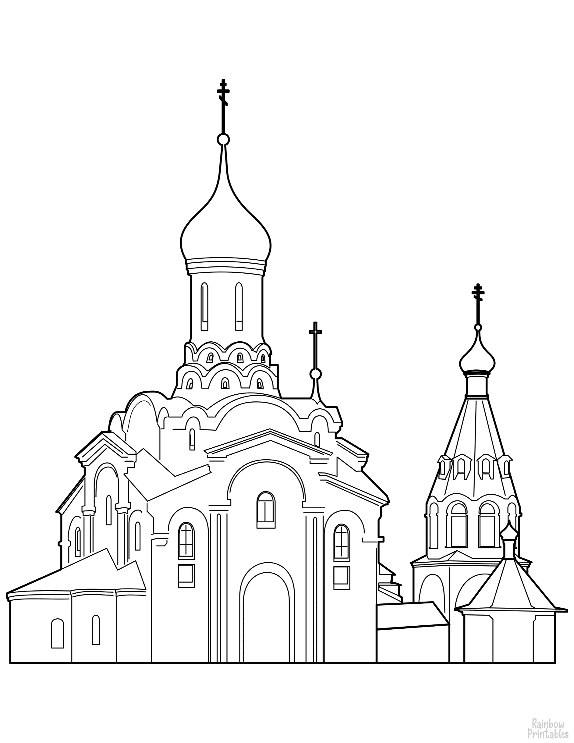Line Drawing orthodox-cathedral House Coloring Pages for Kids