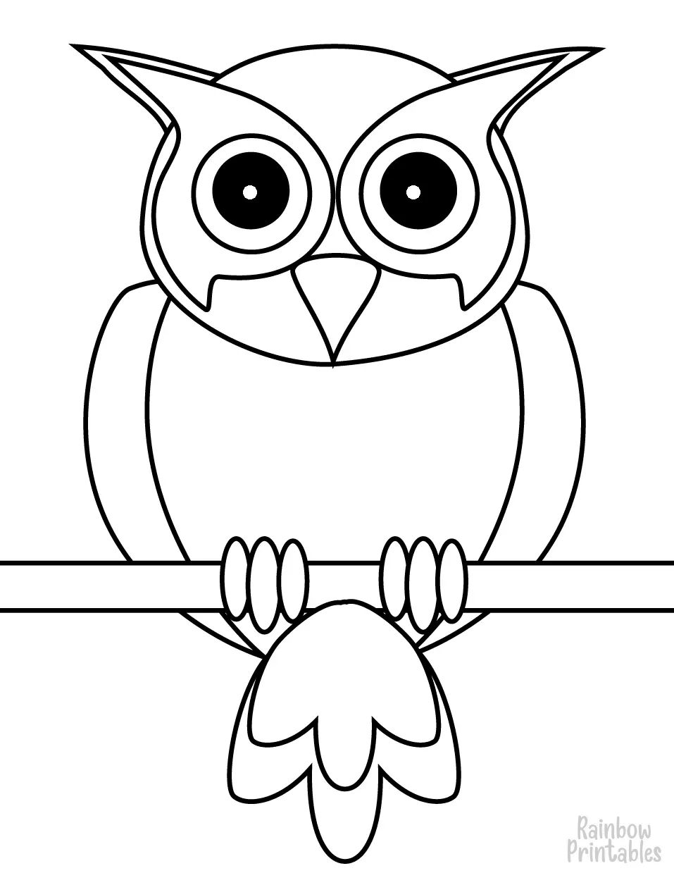 Simple Easy OWL Line Drawing Coloring Page for Kids