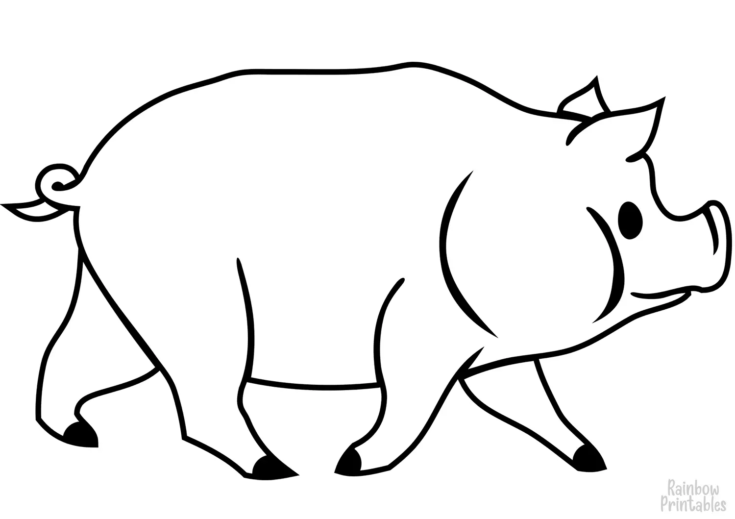 SIMPLE-EASY-line-drawings-CUTE-PIG-coloring-page-for-kids