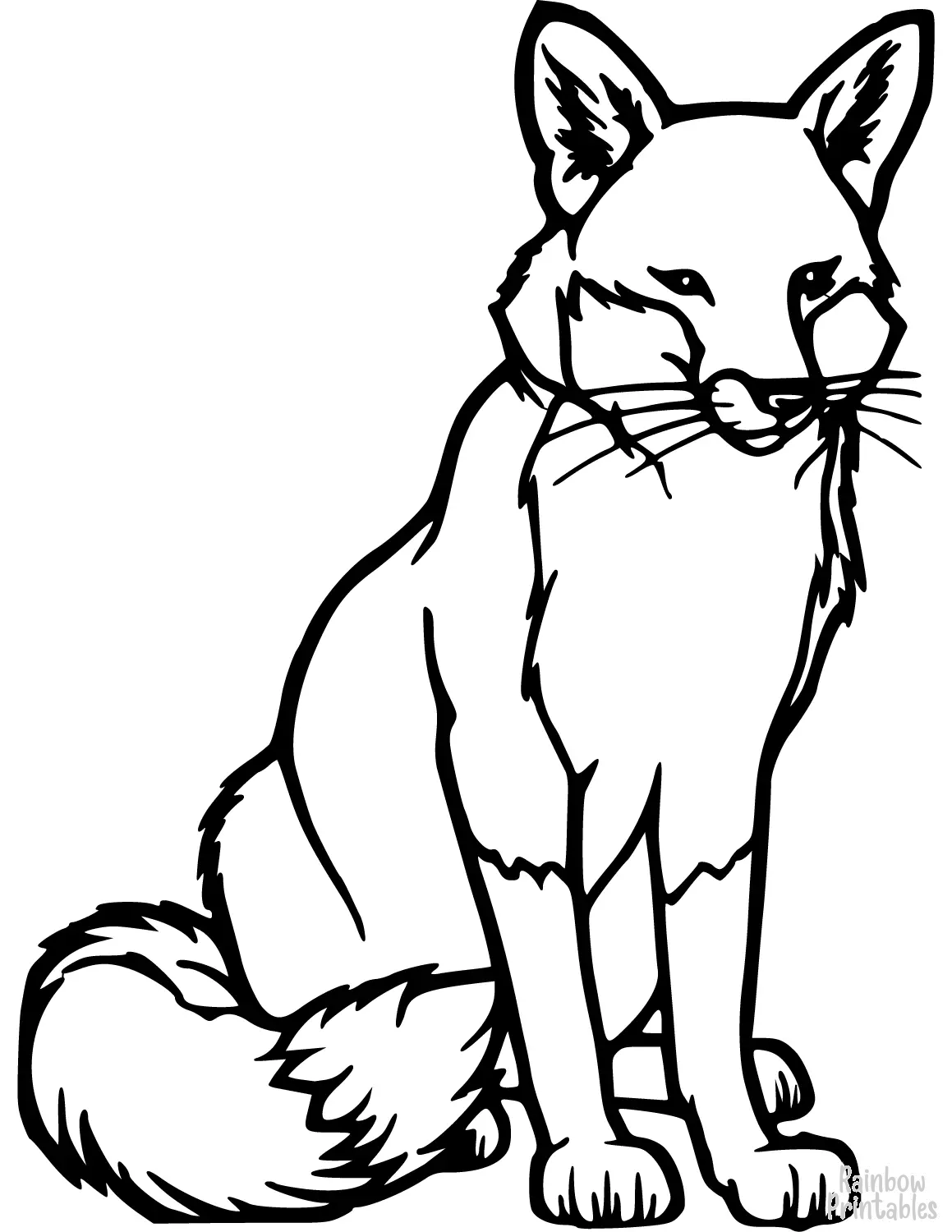 SIMPLE-EASY-line-drawings-RED-FOX-coloring-page-for-kids