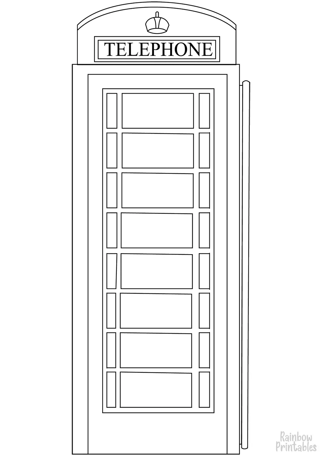 Red Telephone BOX Free Clipart Coloring Pages for Kids Adults Art Activities Line Art