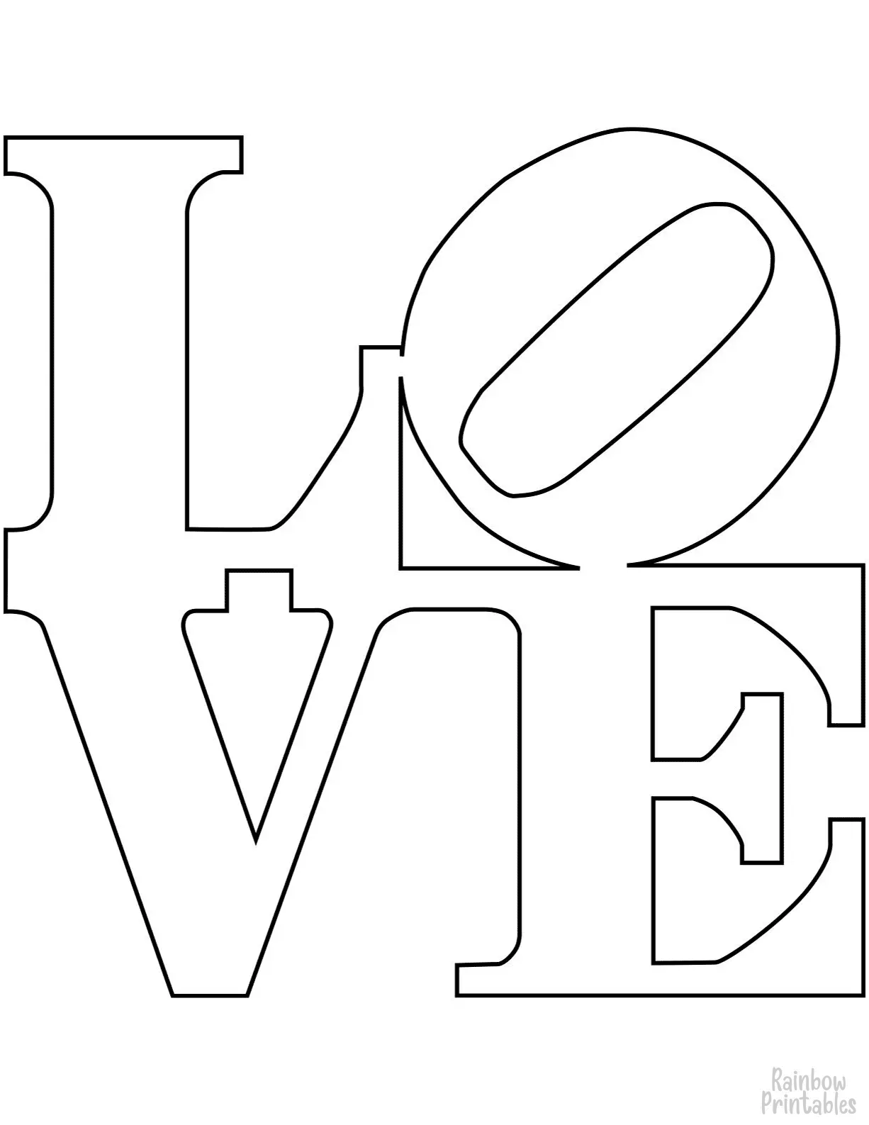 Vday Robert Indiana LOVE Art Clipart Coloring Pages for Kids Adults Art Activities Line Art-15