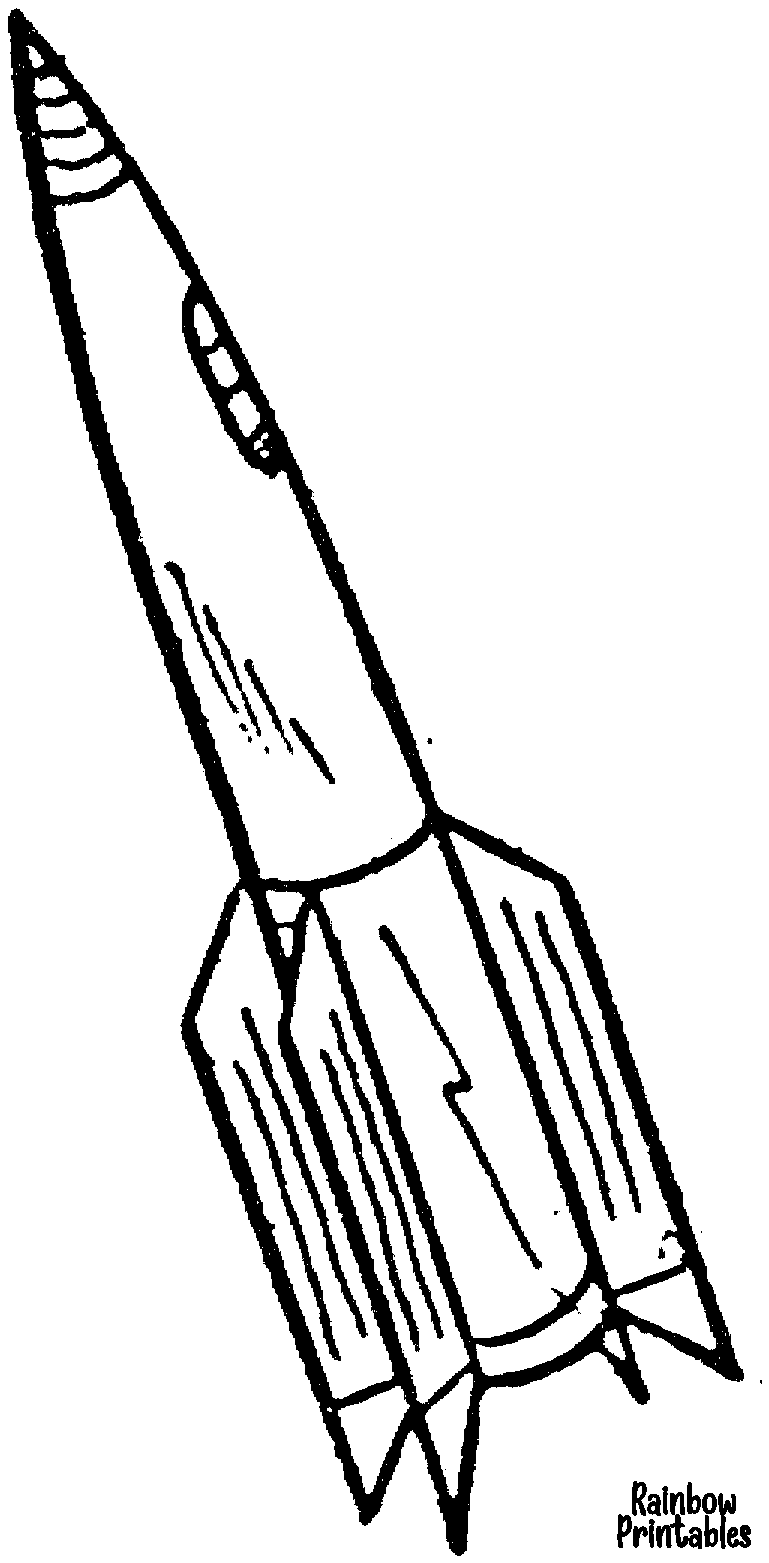 ROCKET-in-SPACE-Clipart Coloring Pages for Kids Adults Art Activities Line Art