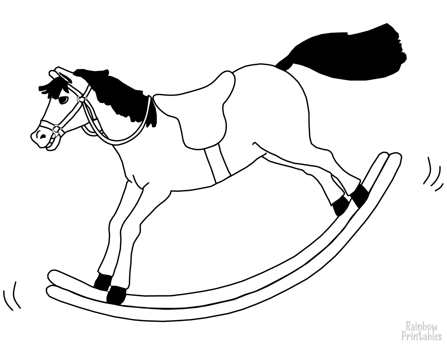 ROCKING HORSE TOY Clipart Coloring Pages for Kids Adults Art Activities Line Art