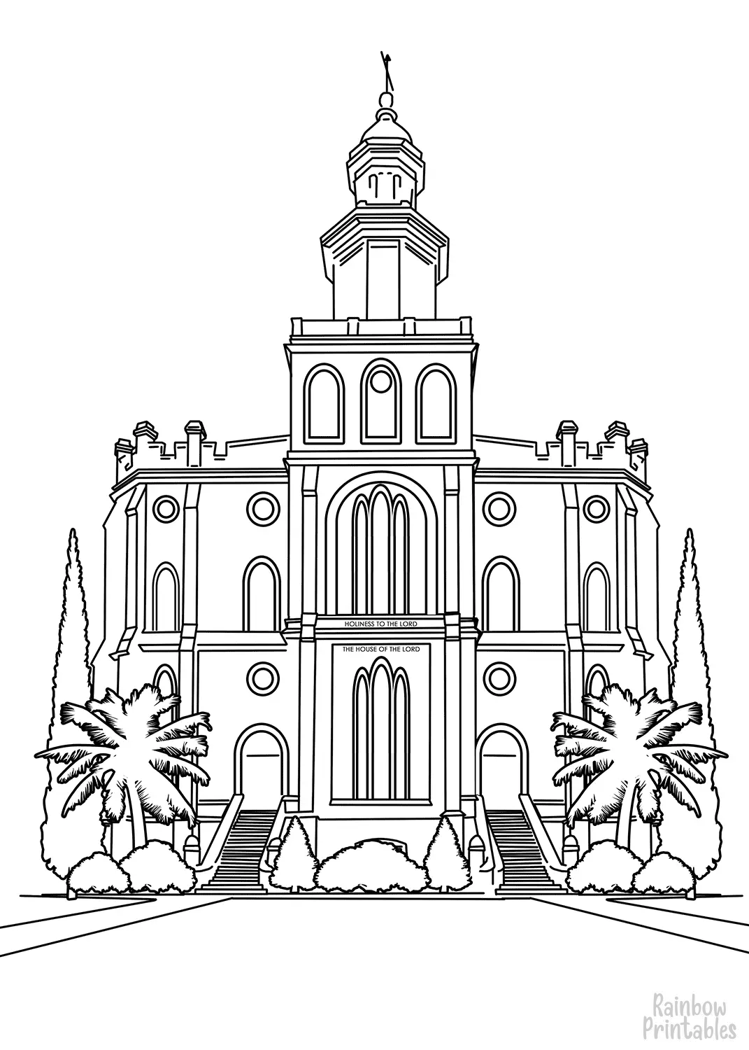 Simple Easy Line Drawing For Kids saint-george-temple-coloring-page