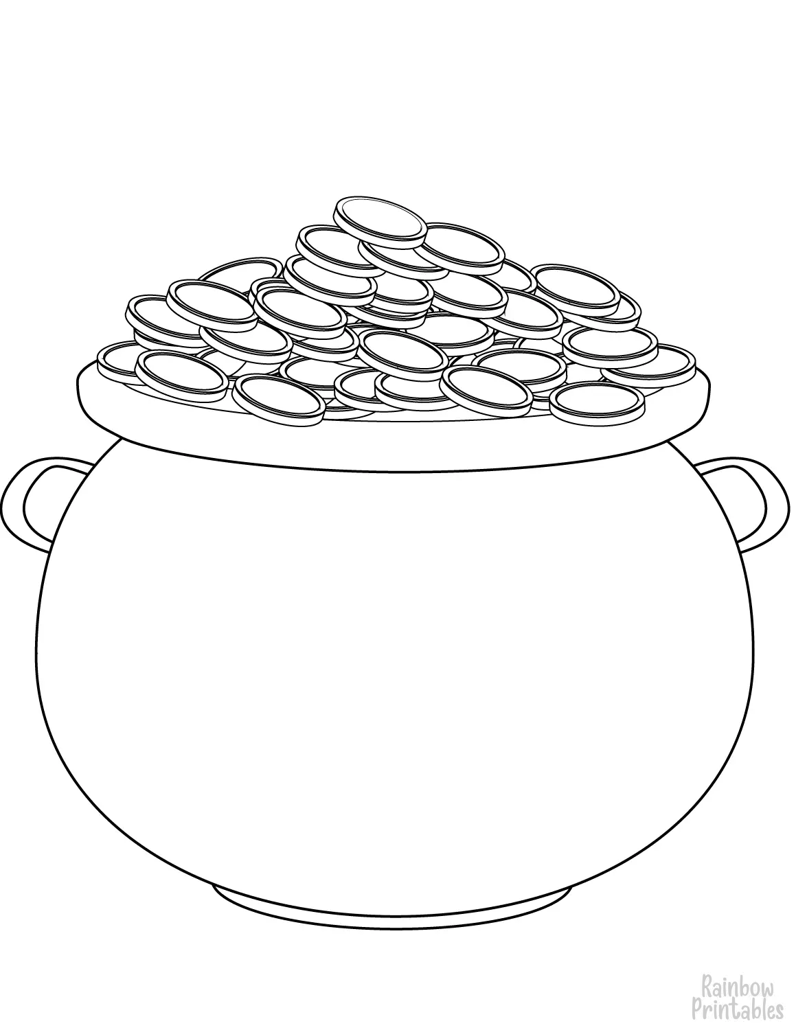 POT OF GOLD SAINT PATRICKS DAY Clipart Coloring Pages for Kids Adults Art Activities Line Art