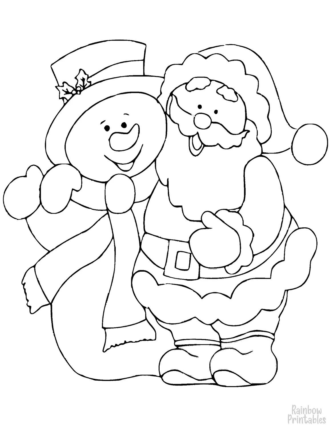 Santa Claus Snowman Buddy Coloring Page Christmas Xmas Coloring Activities for Kids