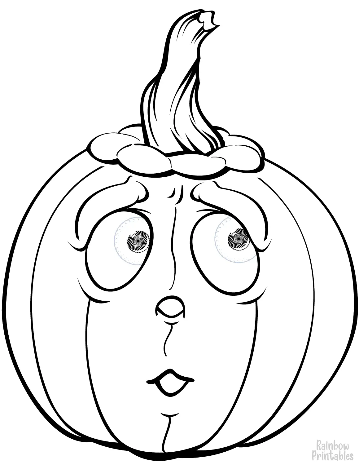 SCARED FRIGHTENING Pumpkin Halloween Line Art Drawing Set Free Activity Coloring Pages for Kids-02
