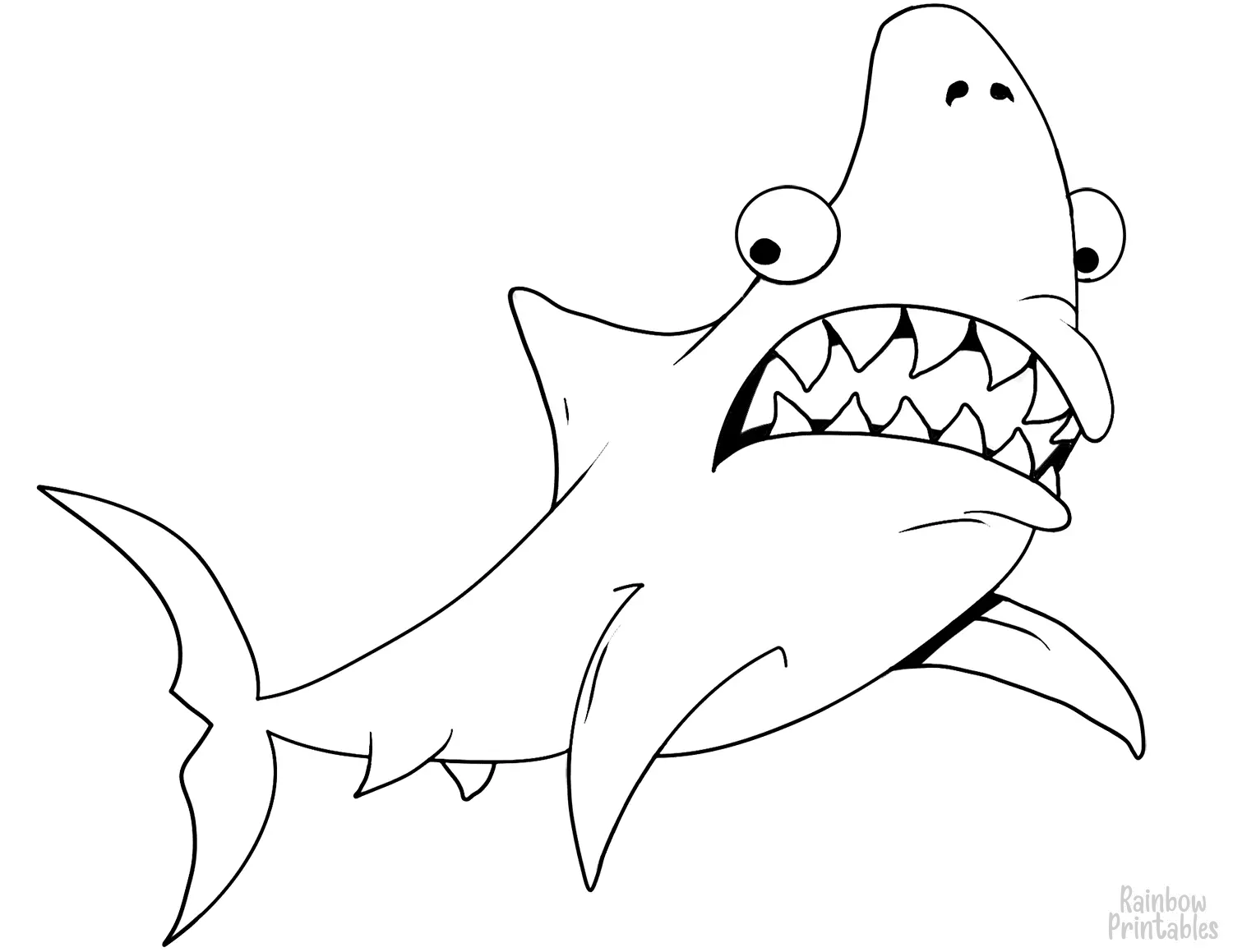SIMPLE-EASY-line-drawings-SHARK-coloring-page-for-kids