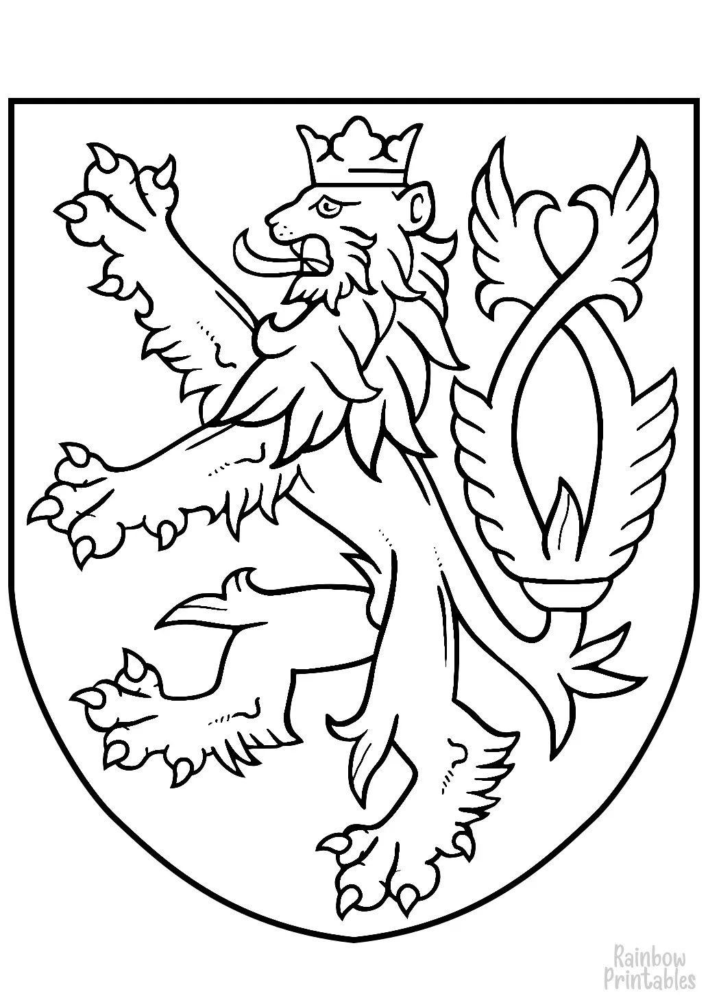 small-coat-of-arms-of-the-czech-republic Free Clipart Coloring Pages for Kids Adults Art Activities Line Art