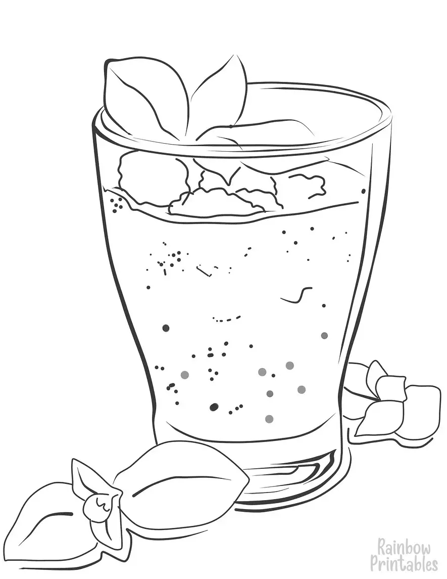 SMOOTHIE MINT LEAVES Clipart Coloring Pages Line Art Drawings for Kids-01