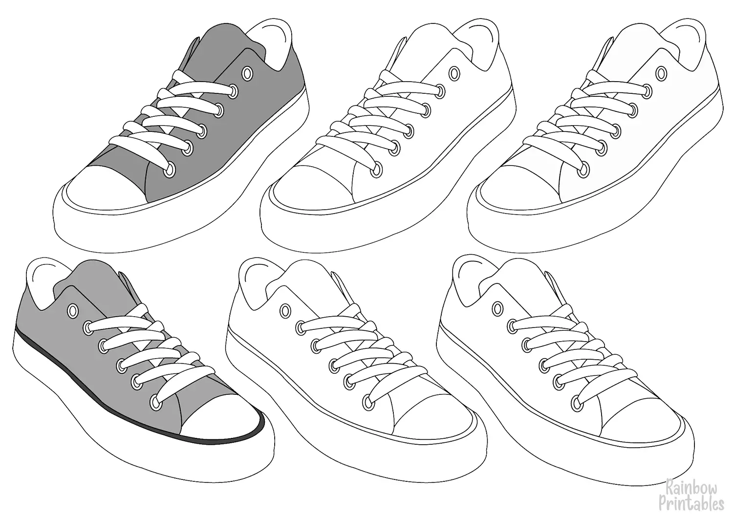 Shoes Canvas Sneakers Coloring Activity Pages for Kids